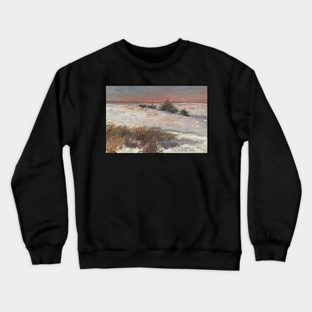 Winter Sunset Field Oil on Canvas Crewneck Sweatshirt by Gallery Digitals